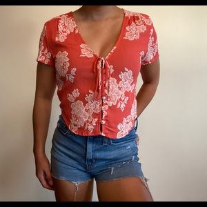 Lulus floral printed button up blouse